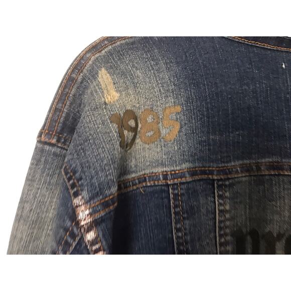 Stay Country Denim Jacket Womens Size 3X Dark Wash Graffiti Art Western Trucker - Picture 7 of 14